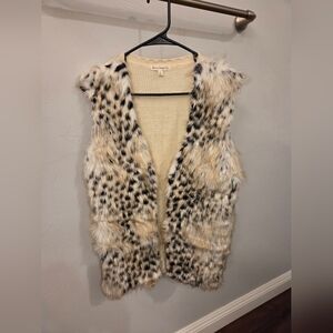Love on a Hanger Cream Knit Fur Vest